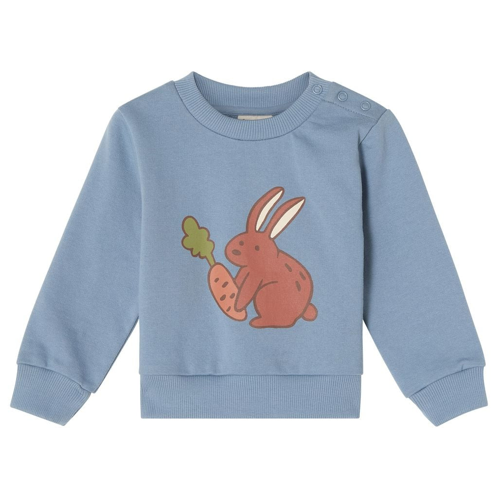 GOTS Martin Sweat Set With Bunny Print Dove Blue
