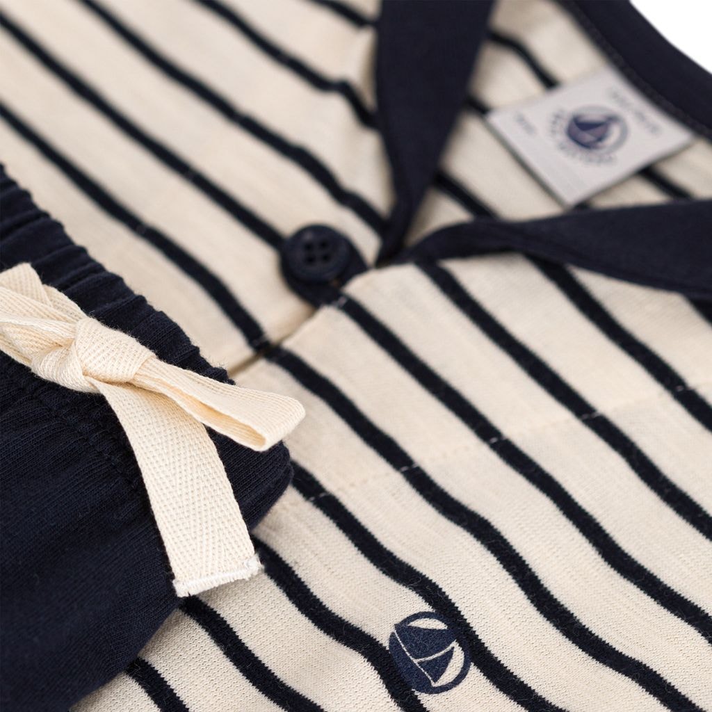 Striped T-shirt And Shorts Set Beige